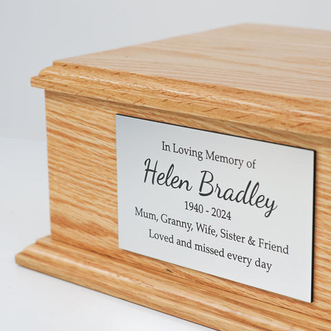 Personalised Oak Wood Ashes Urn For Adults